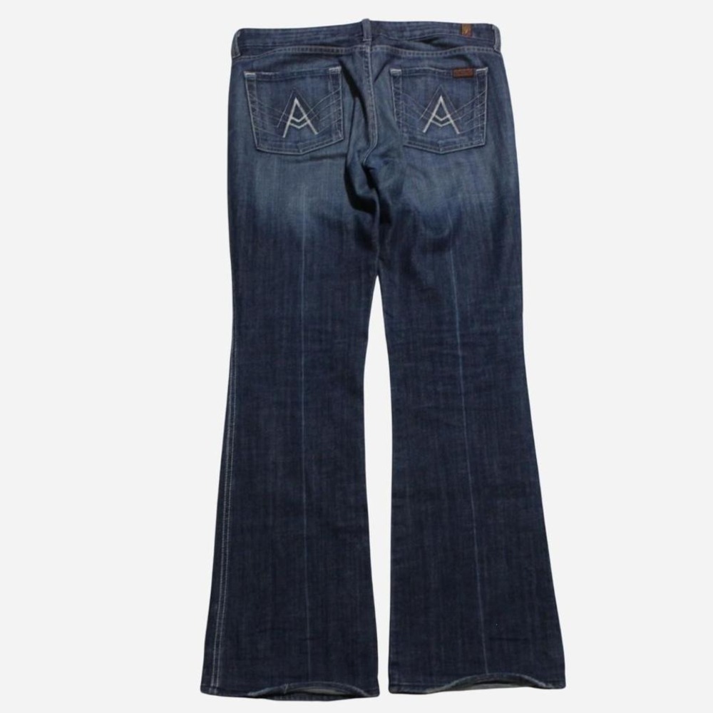 Womens Y2K USA Made 7 For All Mankind Low-rise Flare A Pocket Faded Jeans - Picture 2 of 7